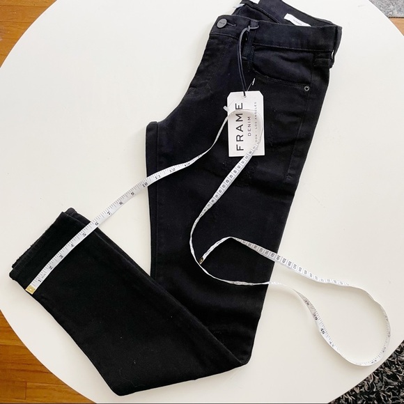 FRAME Denim Le Garcon Rip Noir Black Jean Size 24 New - Picture 3 of 8